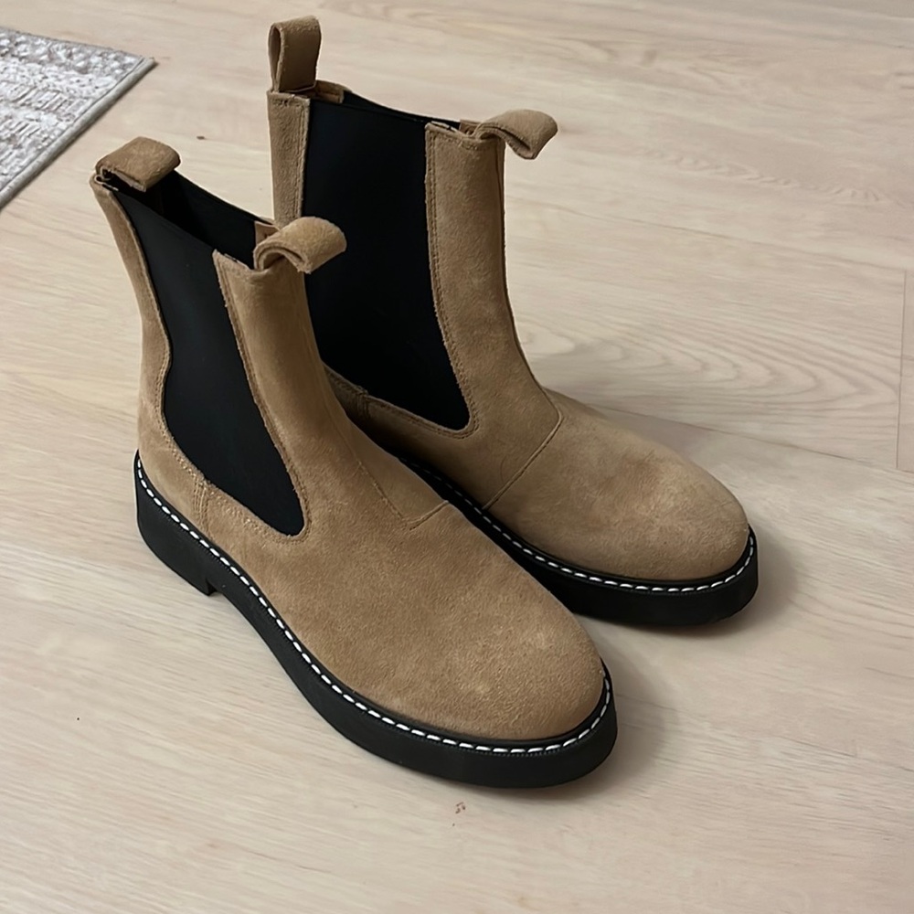 NIB-Anthropologie Pilcro Neutral Contrast Stitch Boots - 38